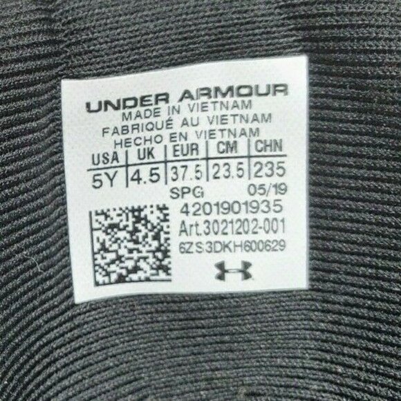 Under Armour Youth Cleated Sneakers Size 5Y – Black & White Embroidered - Picture 7 of 10